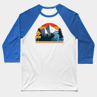 Gravel Riding - Mountains and Sunset Baseball T-Shirt